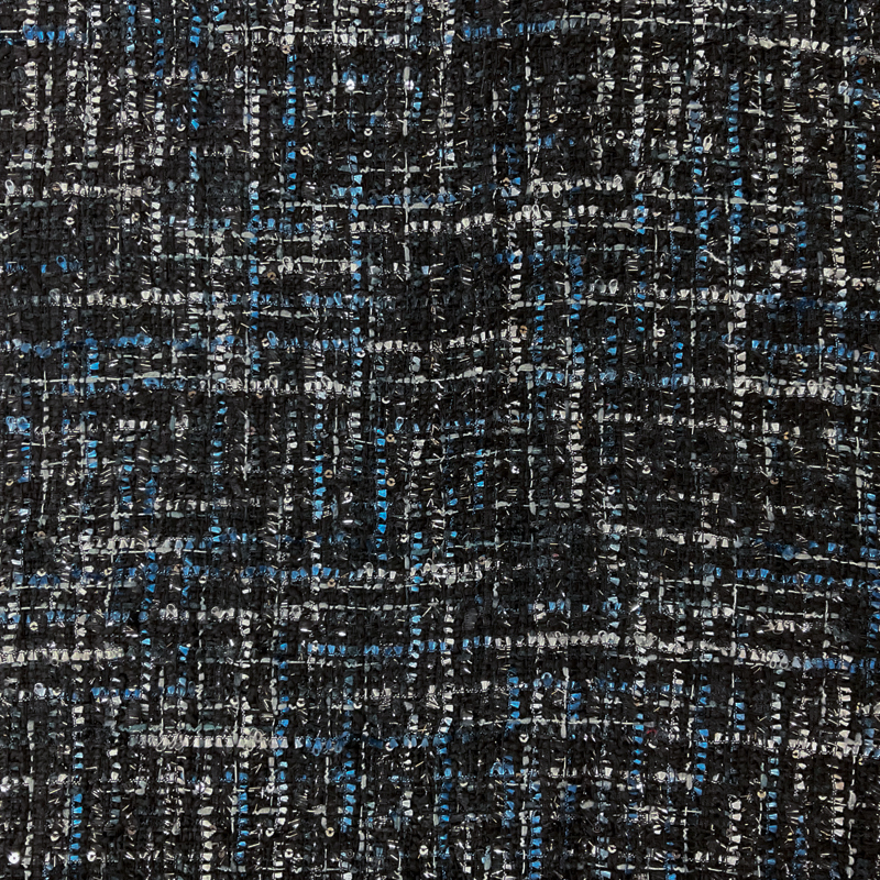 Black-Multi Poly Boucle Sequin Cross-Hatch Novelty Woven Fabric