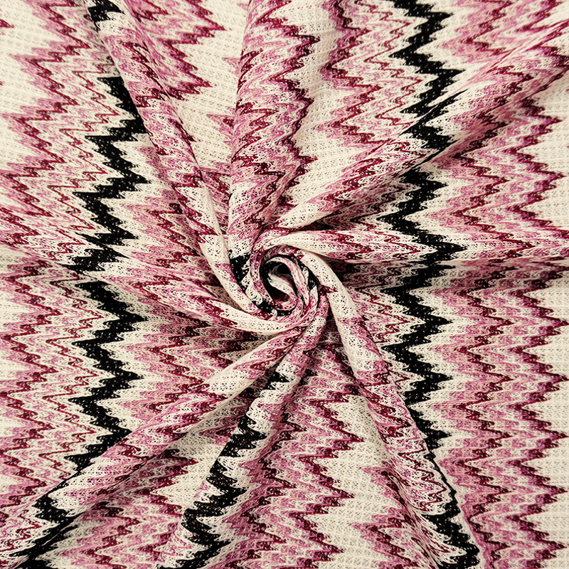 Purple-White-Multi Poly Chevron Crochet Lace Novelty Knit Fabric